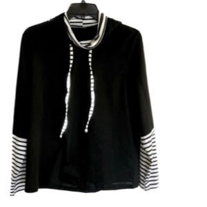 EMERY ROSE hoodie size Medium black and white stripes, so cute! NWOT